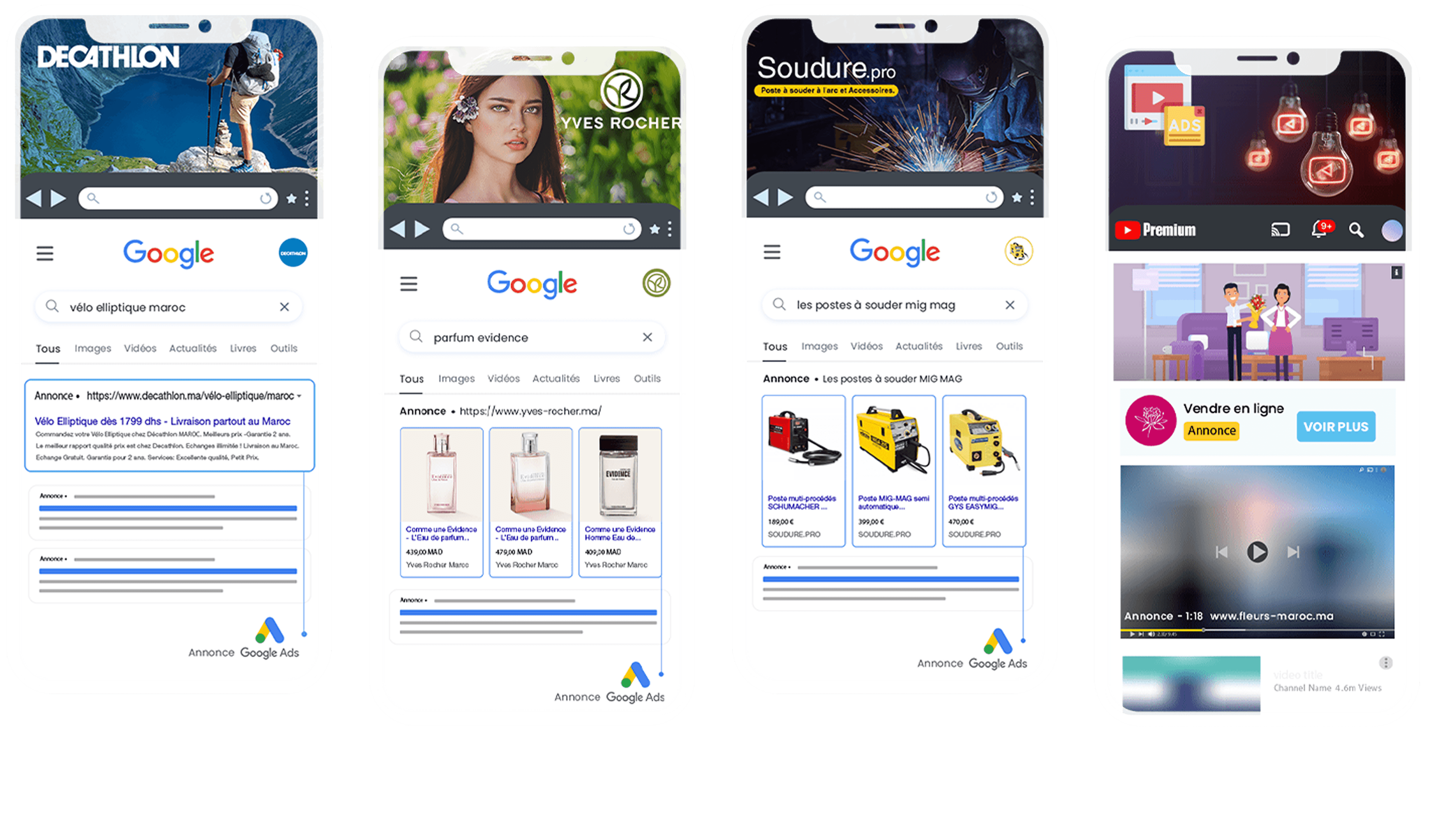 Aperçu publicités Google Ads sur tablettes